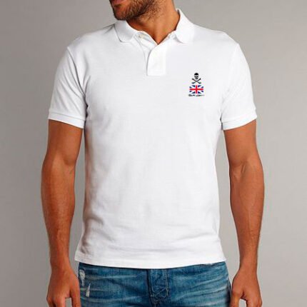 Camisa polo masculina branca rugby com logo britânico huntermann®